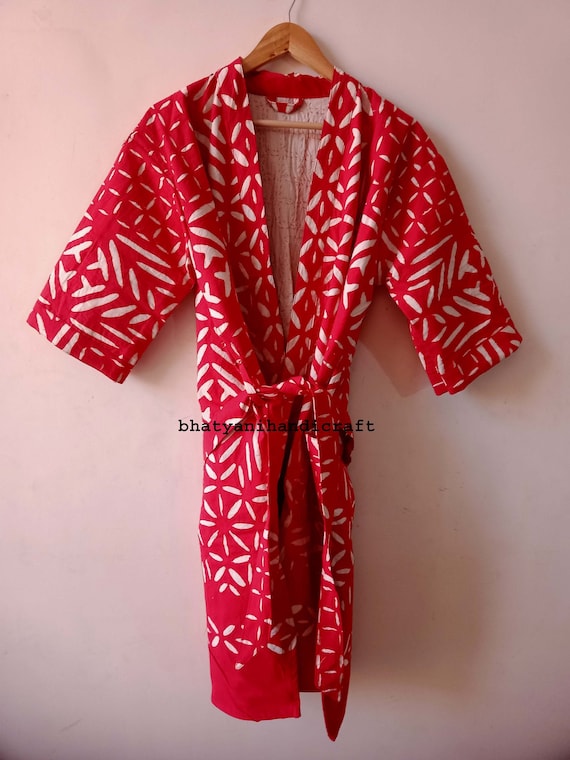 Women's Jacket Women Wear Kimono Indian Handmade Cut work kantha quilted jacket Cotton Coat Night Wear