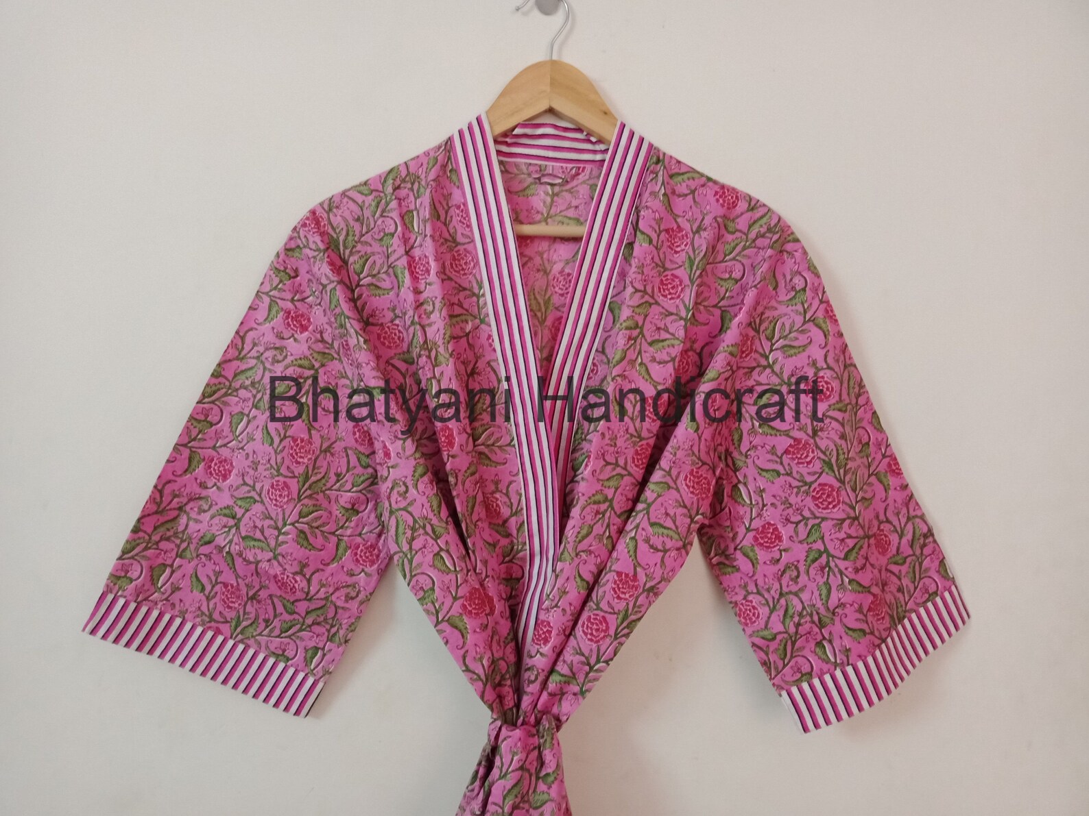 Floral Print Pure Cotton Kimono Bathrobe Summer Dress Indian Etsy