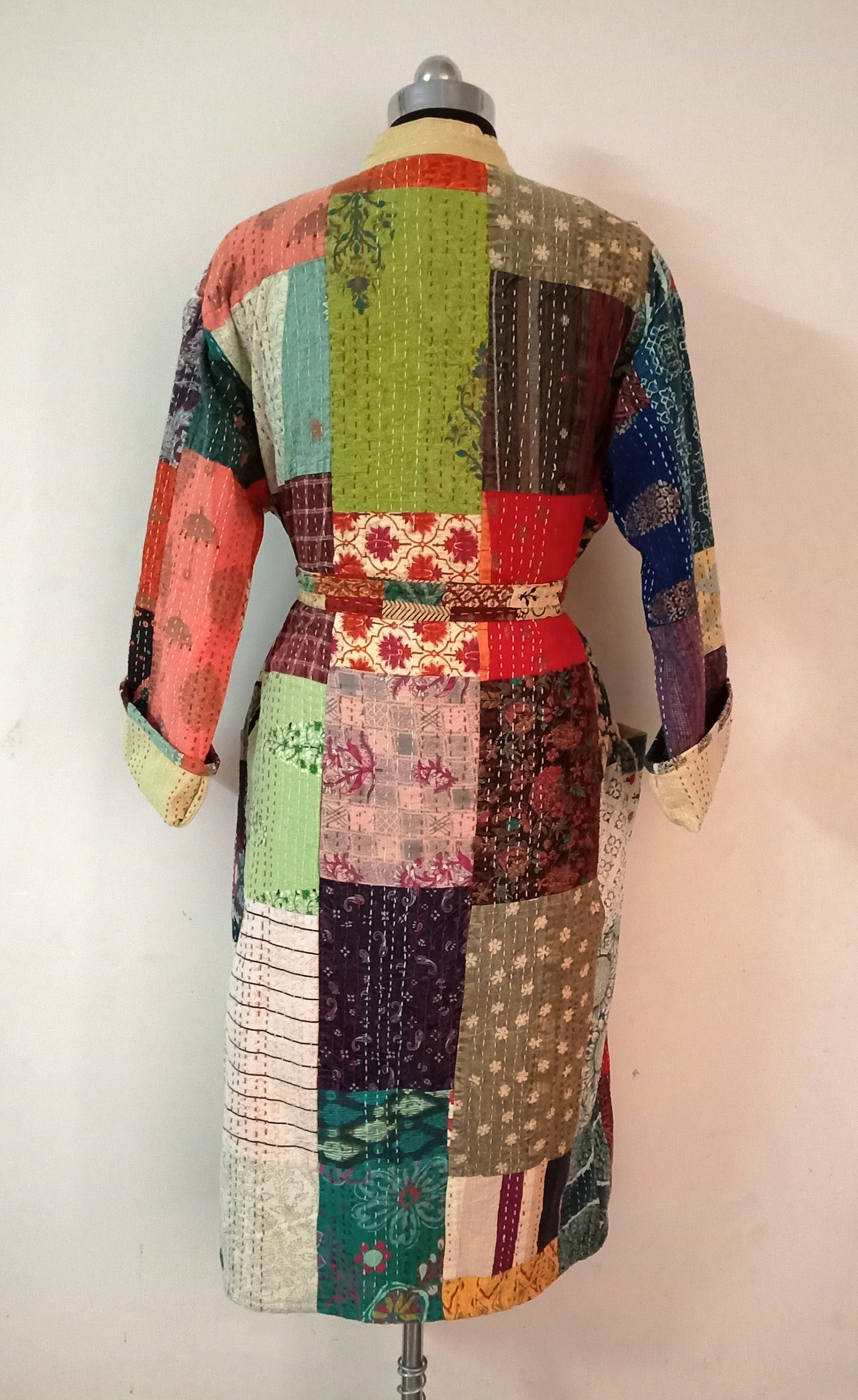 Multi Patchwork Kantha Robe Cotton Kantha Jacket Bath Robe - Etsy