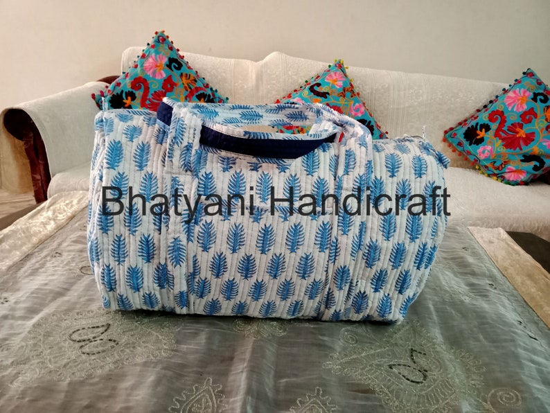 Indian Handmade Quilted Duffel Bags Traveling Bags Cotton Etsy