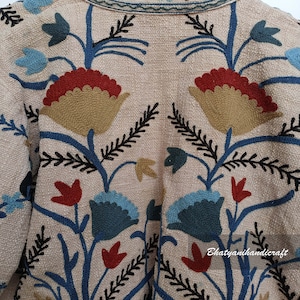 Cotton Suzani Hand Embroidery Jacket Coat, Women Wear Winter Jackets, Bridesmaid Gift, Winter Jacket, Kimono Robe, Bridesmaid Jackets image 8