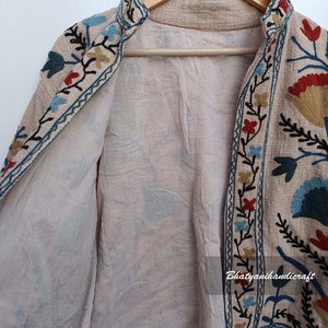 Cotton Suzani Hand Embroidery Jacket Coat, Women Wear Winter Jackets, Bridesmaid Gift, Winter Jacket, Kimono Robe, Bridesmaid Jackets 画像 5