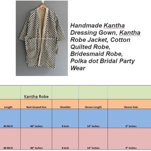 Handgefertigte Kantha Jacke, Baumwolle Gesteppte Robe, Brautjungfer Robe, Polka dot Brautparty Kleidung, Morgenmantel, Kantha Robe Bild 2