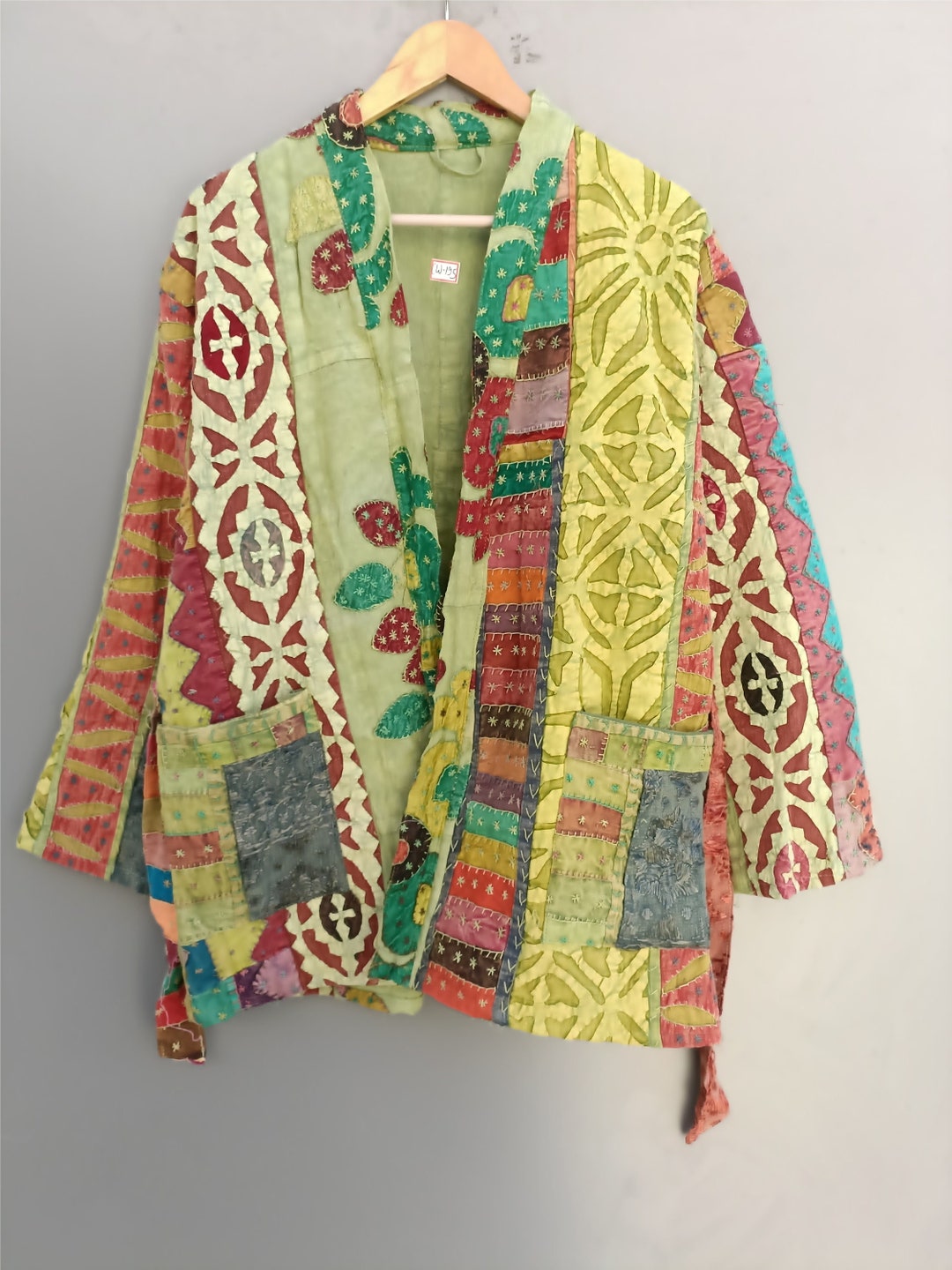 Indian Kantha Jacket, Patchwork Jacket, Embroidery Jacket, Cut Work Kimono, Quilted Jacket
