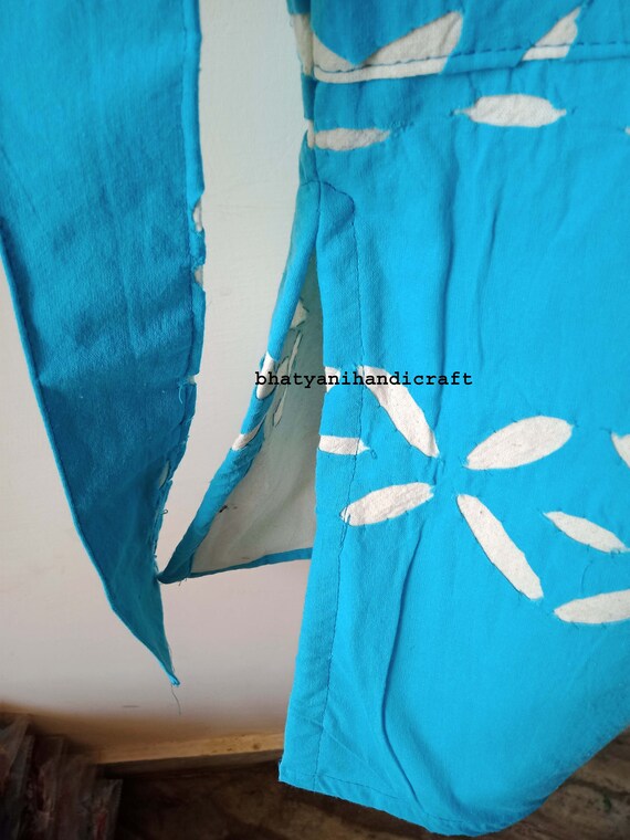 Indian Handmade Cut Work Kantha Quilted Jacket, B… - image 4