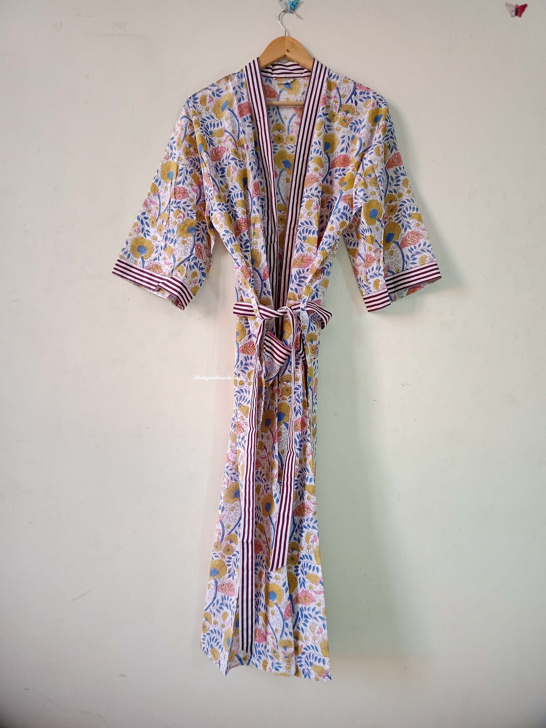 Floral Print Indian Cotton Kimono Robe Bridesmaid Robe - Etsy