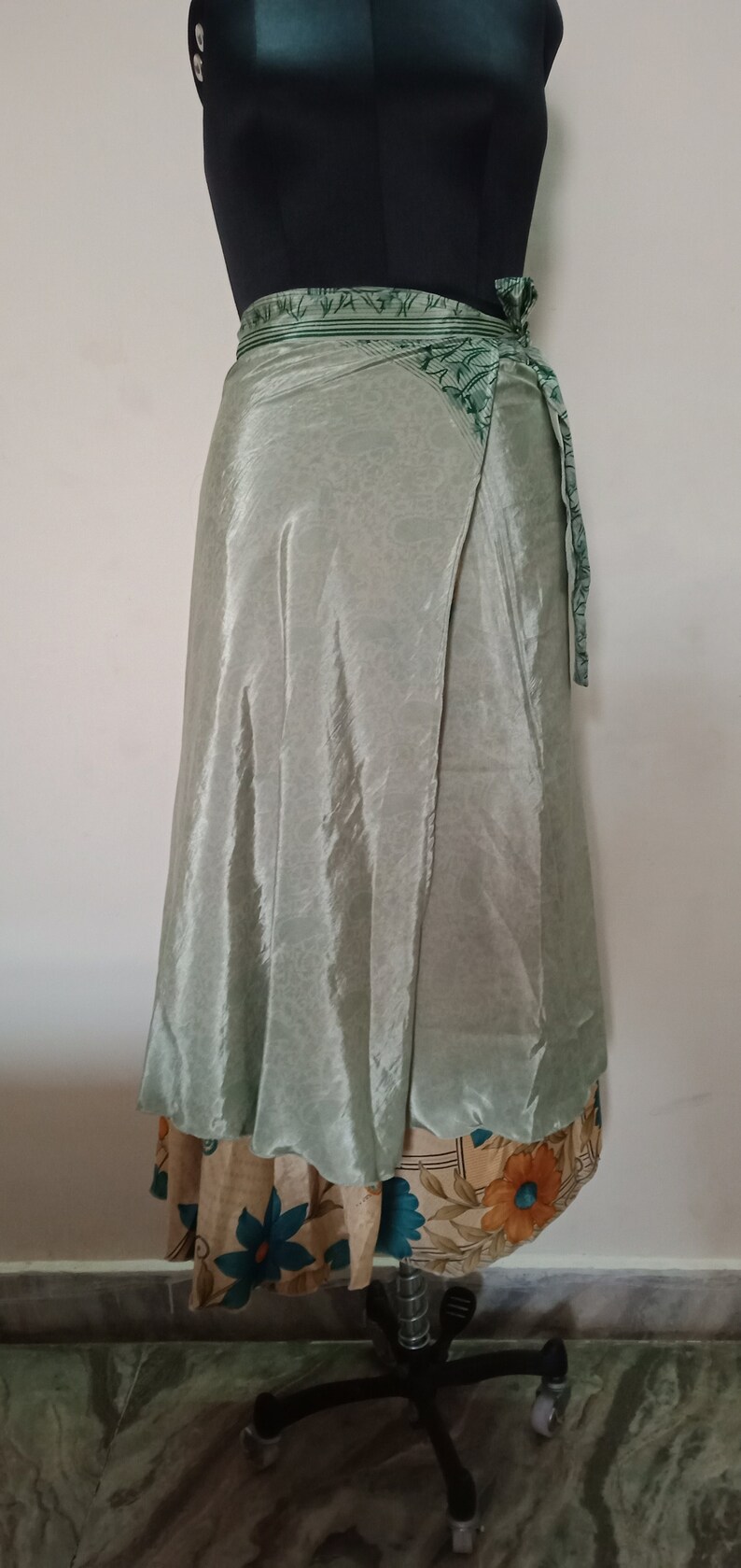 Tribal Skirt Summer Clothing Boho Skirt Indian Handmade Wrap Sari Silk Skirt Gypsy Skirt Reversible Oriental Skirt