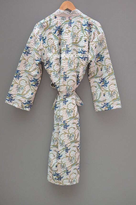 Handmade Cotton Kantha Robe Quilted Dressing Gown Bath Robe - Etsy UK