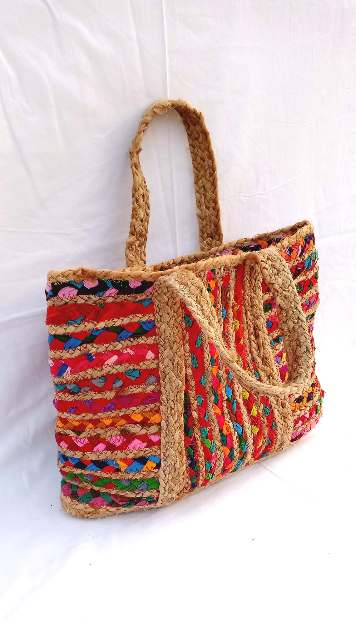 Indian Jute Bag Ethnic Handmade colorful Women Hand Bag Jute Etsy