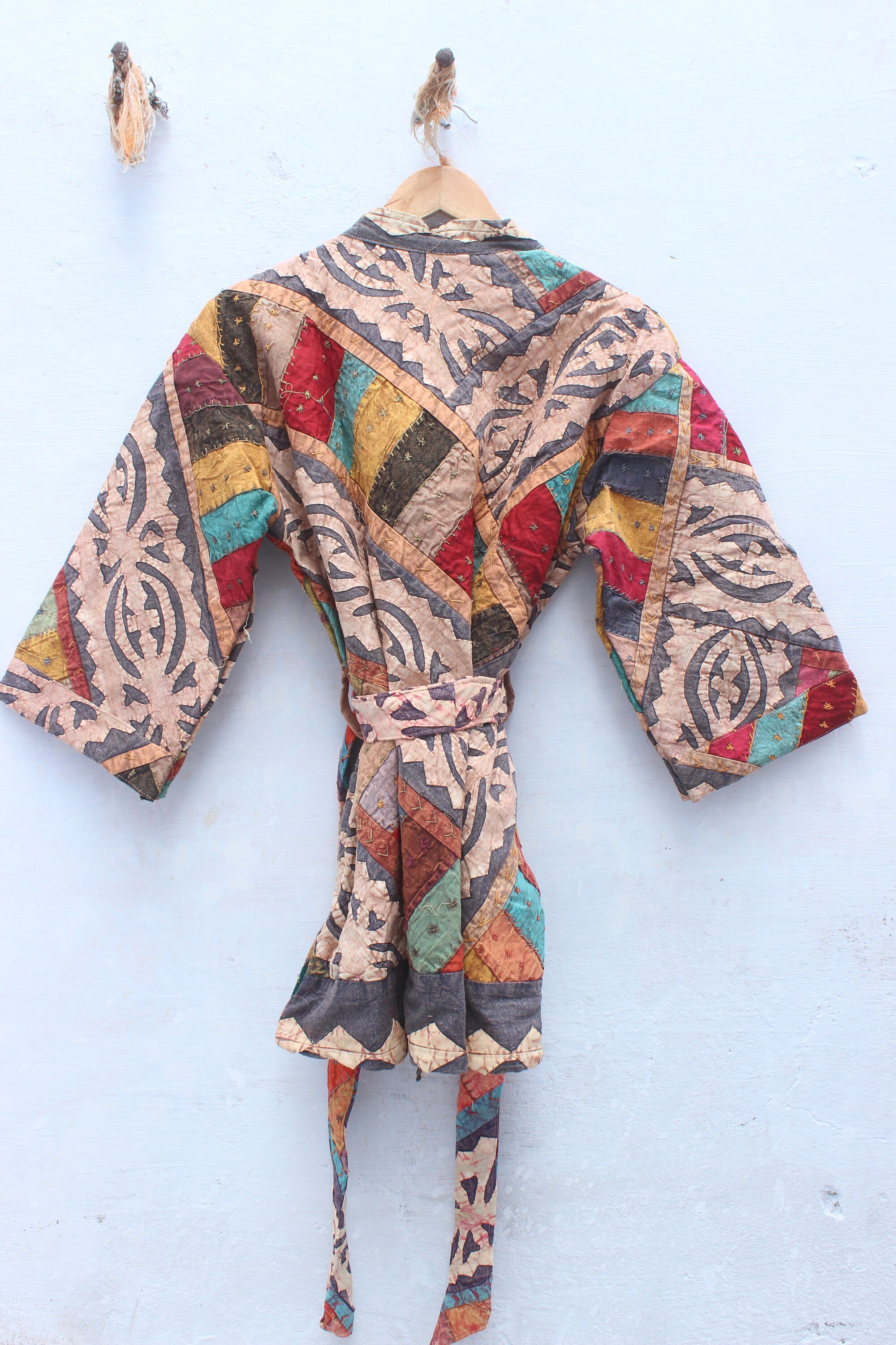 Cotton Kantha Jacket Applique Kimono Embroidered Vintage - Etsy