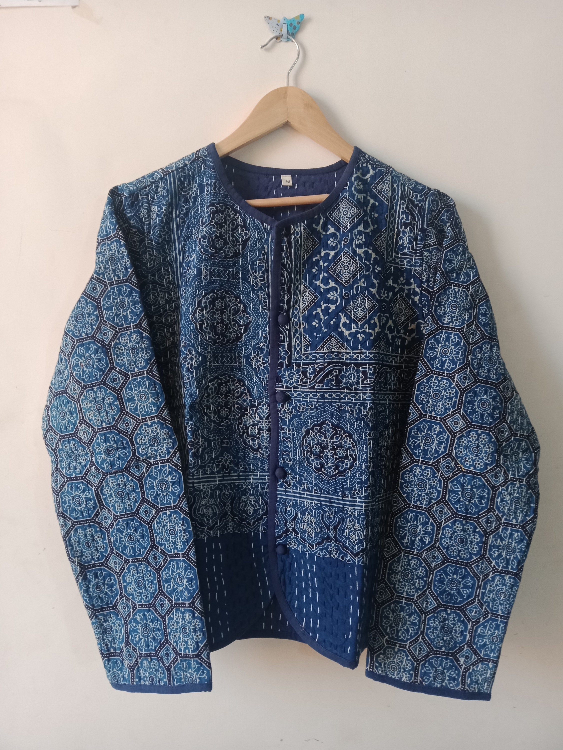 Ajrakh Kantha Jacket Reversible Short Dressing Kimono Ethnic Etsy