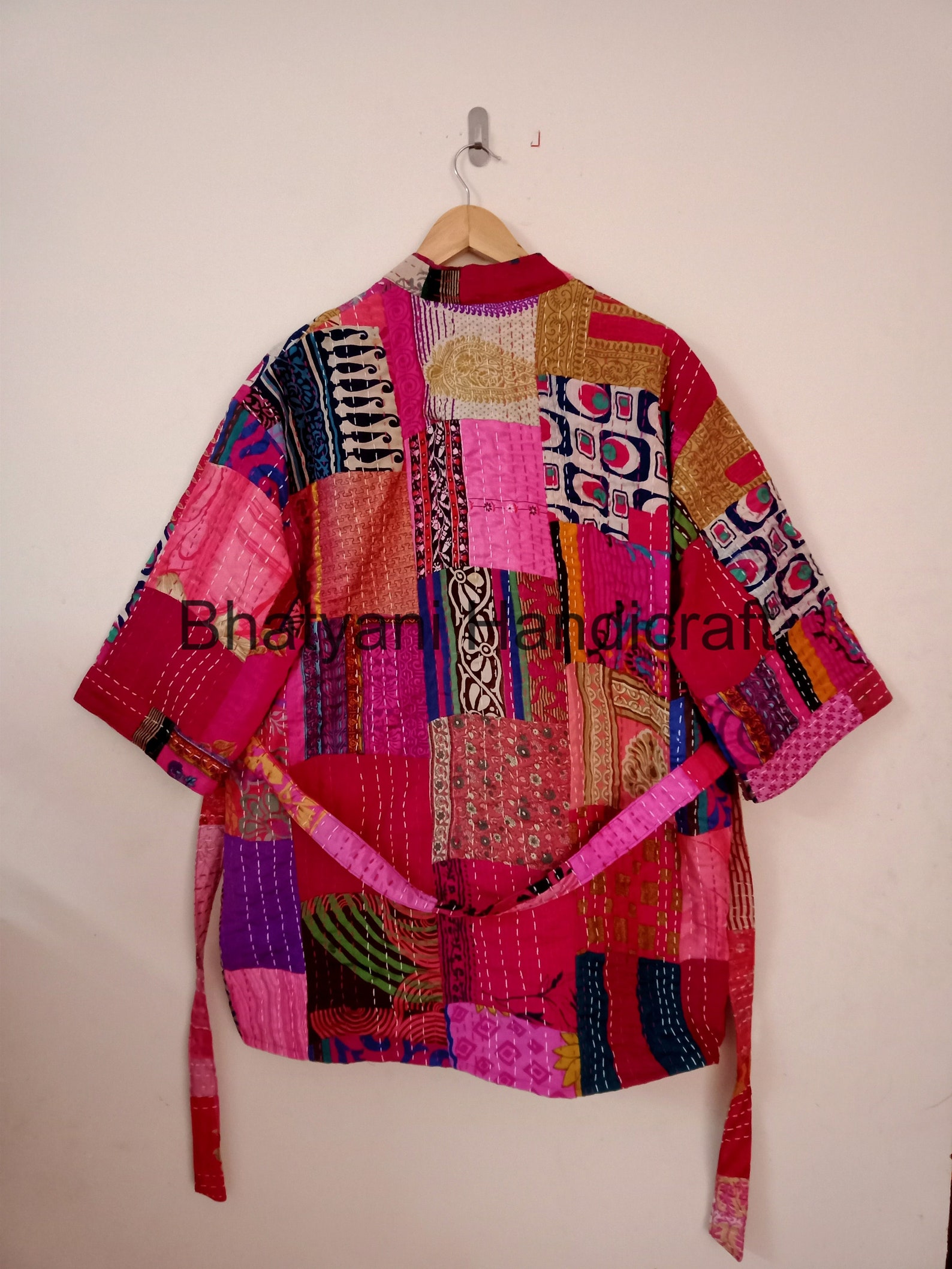 Indian Silk Kantha Patchwork Printed Women Bathrobe Jacket - Etsy