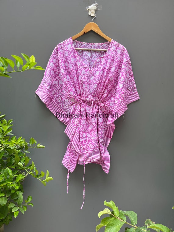 Women's Cotton Kaftan Short Kaftan Beach Cover Up Block - Etsy