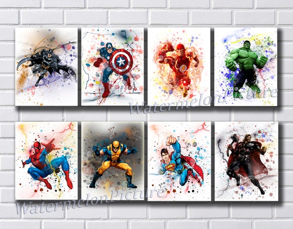 Avengers Print Avengers Watercolor Avengers Superhero Avengers | Etsy