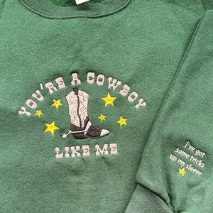 Cowboy Embroidered Crewneck Green