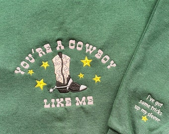 Cowboy Embroidered Crewneck Green