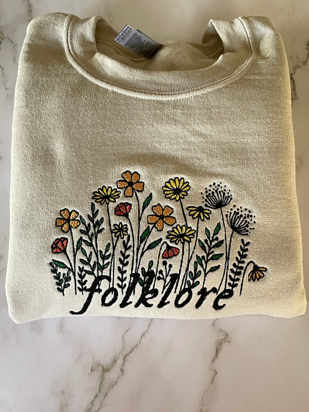 Flower Embroidered Crewneck