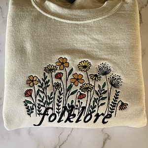 Flower Embroidered Crewneck, T-Shirt or Hoodie