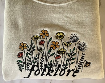 Flower Embroidered Crewneck, T-Shirt or Hoodie