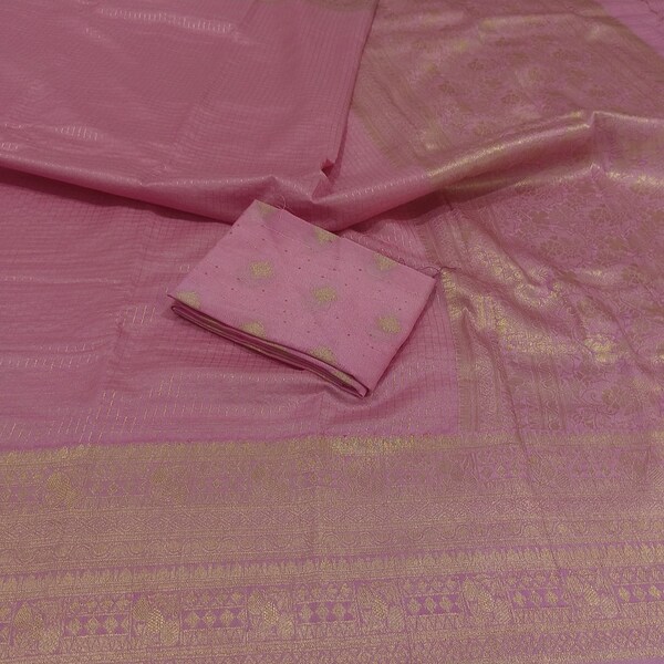 POWDER PINK ASYMMETRICAL SAREE
