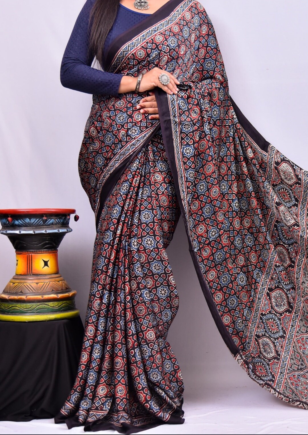 AJ17 - Ajrakh Saree main image 1