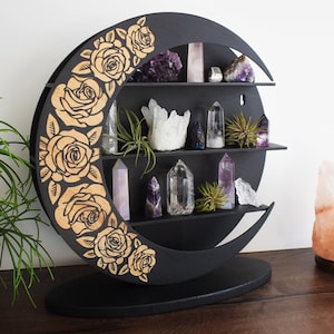 Moon Crystal Shelf with Roses and Stand