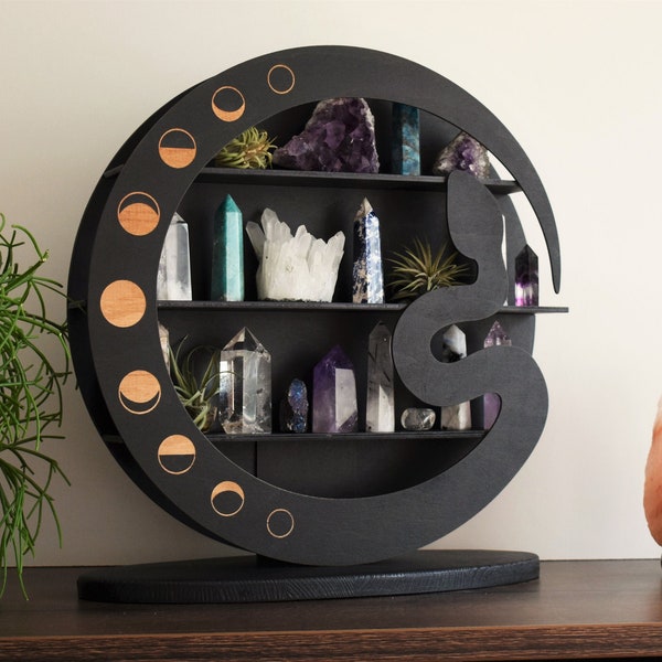 Snake Moon Phase Crystal Shelf with Stand