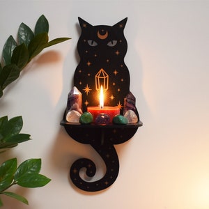 Celestial Cat Crystal Altar shelf