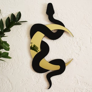 Black Snake and Gold Moon Mirror Wall Hanging Decor