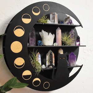 Cat Moon Phase Crystal Shelf