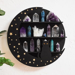 Cat on Moon Crystal Shelf