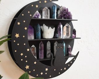 Cat on Moon Crystal Shelf