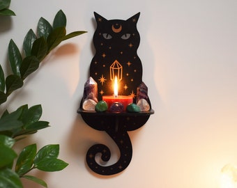 Celestial Cat Crystal Altar shelf