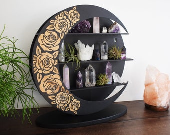 Moon Crystal Shelf with Roses and Stand