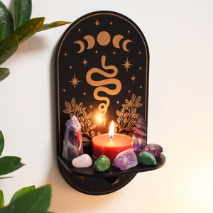 Snake Moon Phase Floral Altar shelf