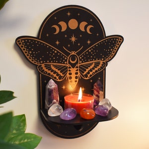 Magical Moth Moon Crystal Altar shelf