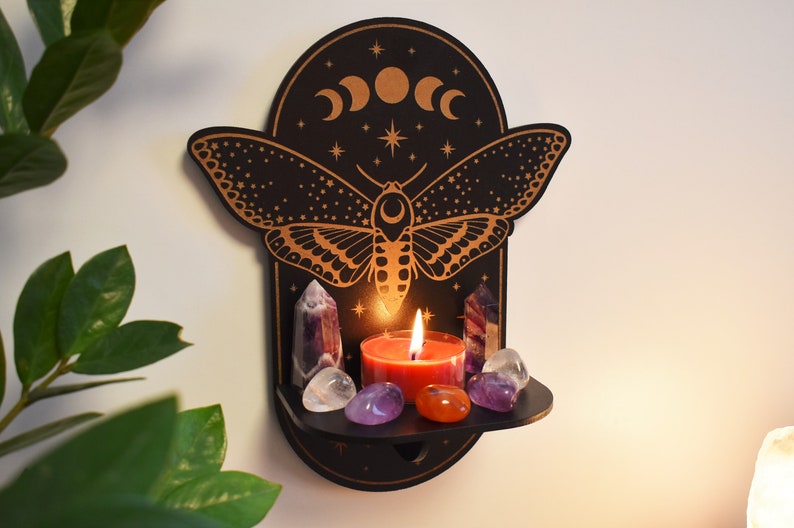 Magical Moth Moon Crystal Altar shelf image 1