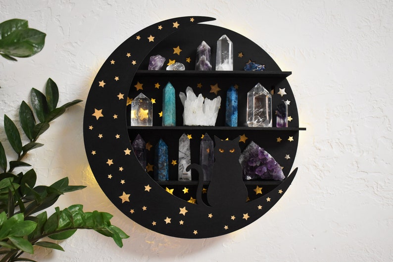 Moon Shaped Crystal Shelf with Light main image 0
