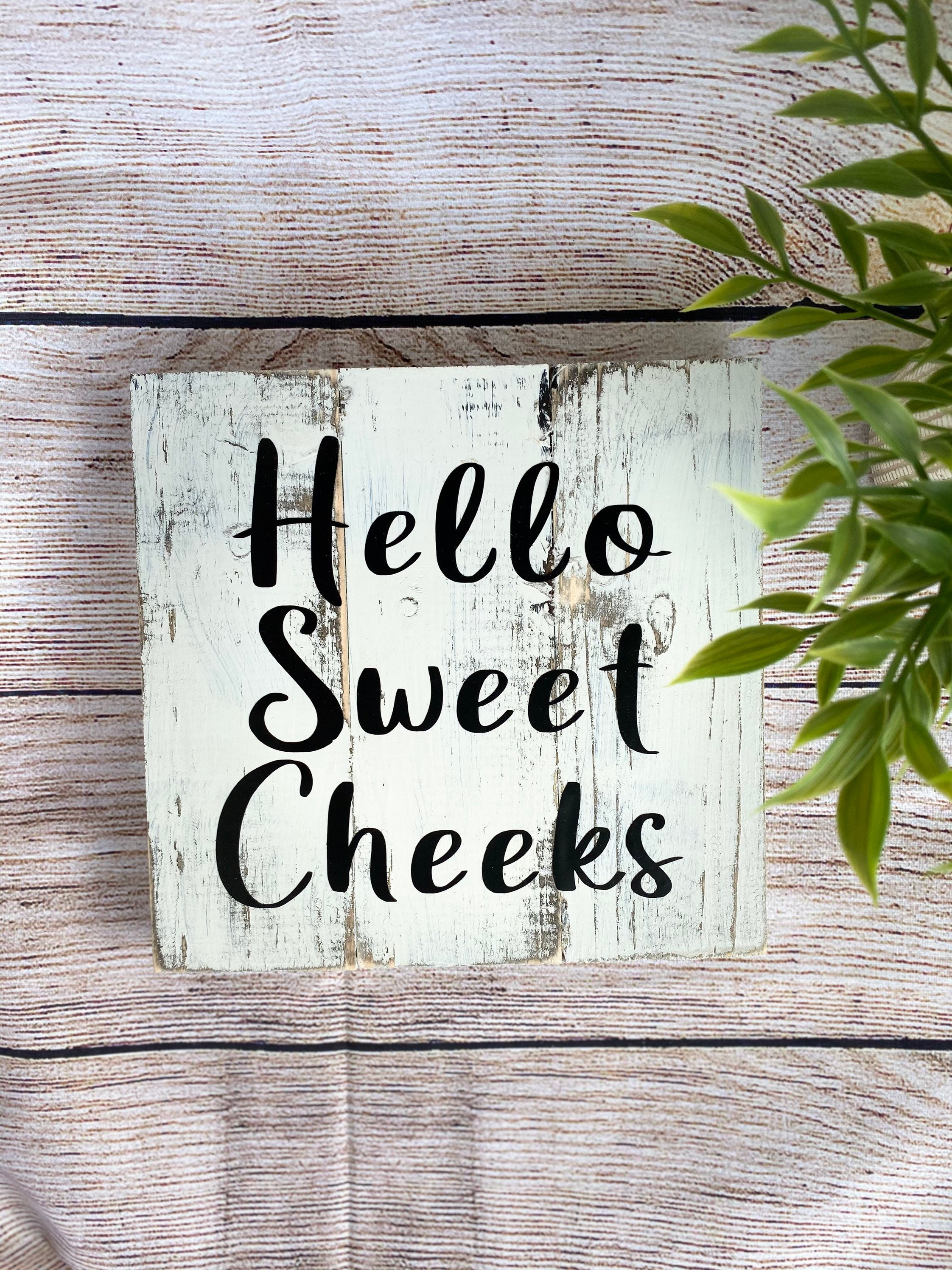 Hello Sweet Cheeks Sign Small Bathroom Sign Farmhouse Etsy