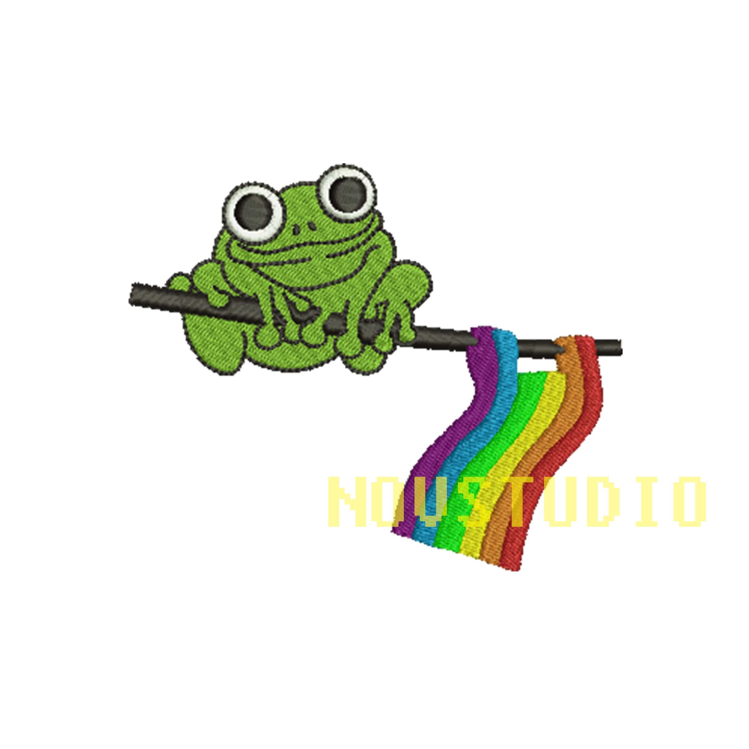6 Size LGBTQ Pride Flag Frog Embroidery Design Digital Etsy