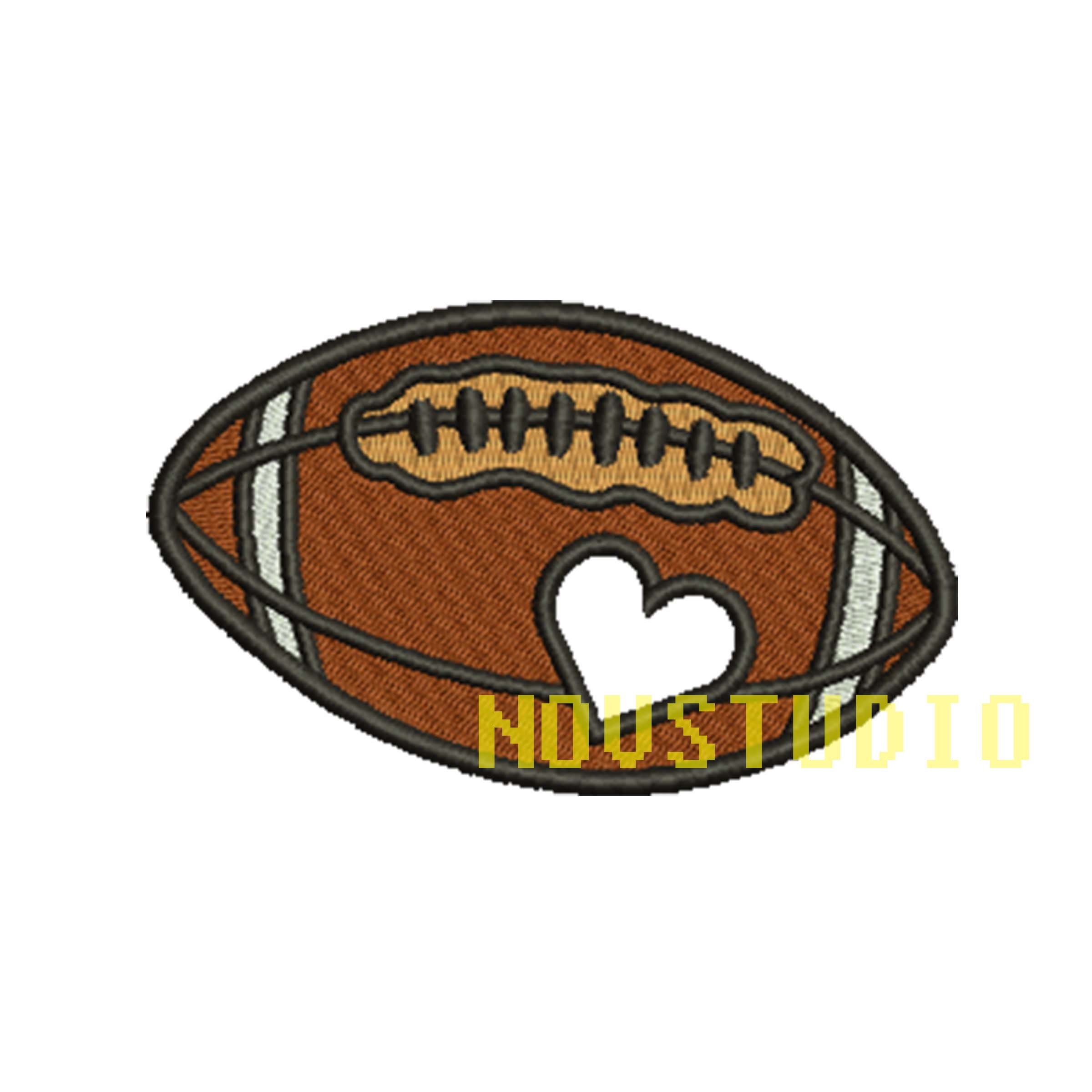 6 Size Rugby ball heart Embroidery Design Digital Download Etsy