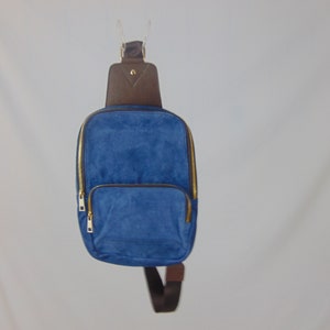 Blue Suede Shoulder Bag , Fanny Pack For Women, Fanny Pack For Men, Handmade Fanny Pack,