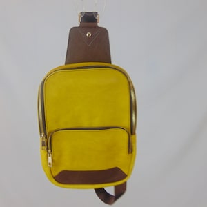 Yellow Leather Shoulder Bag , Fanny Pack For Women, Fanny Pack For Men, Handmade Fanny Pack,