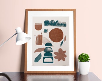 Riso print: copper and turquoise