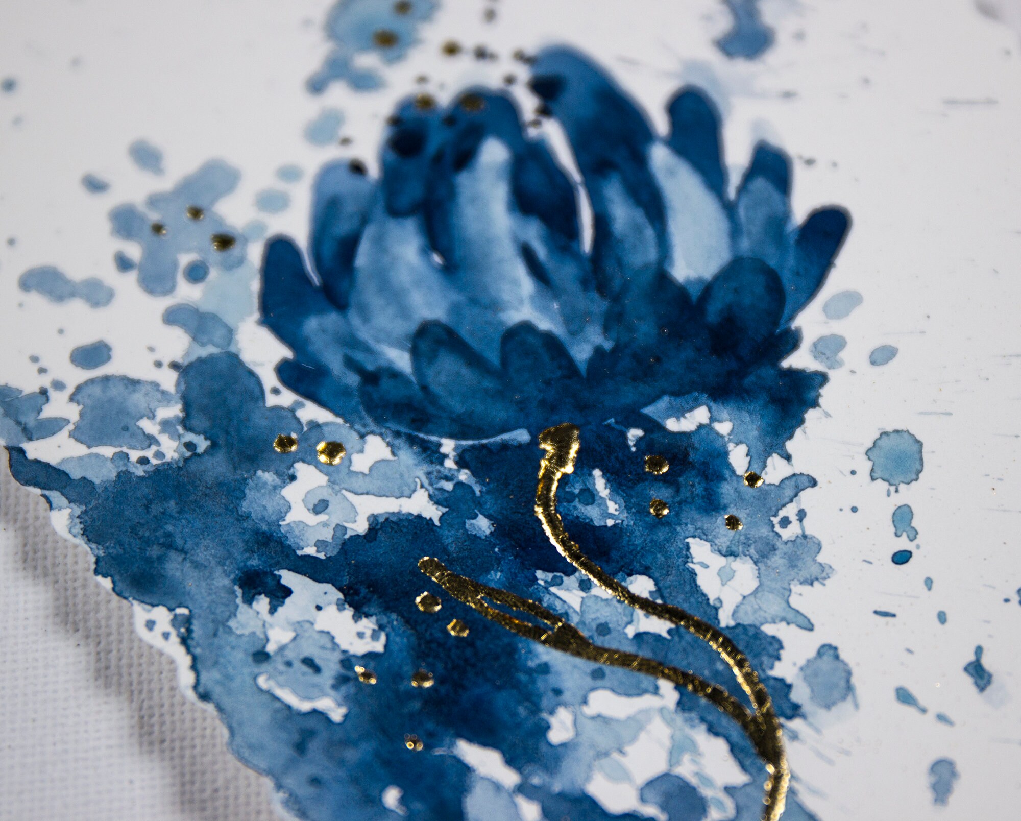 Indigo Flower Painting Floral Original Art Abstract Watercolor Etsy