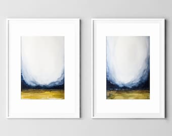 Abstract Landscape Painting Minimalist Original Art 2 set Artwork Smoky Forest Wall Art by Nadya Ya