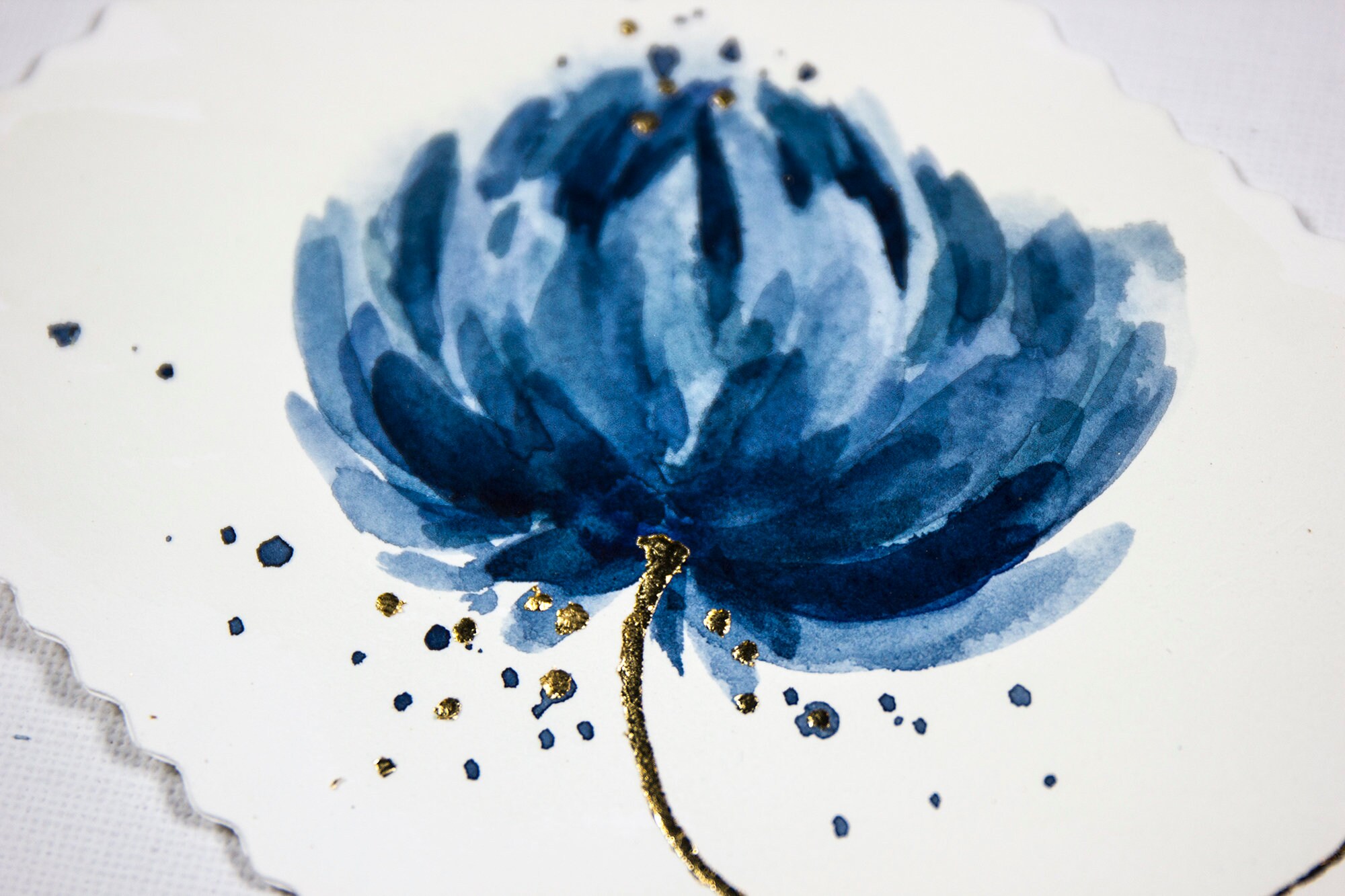 Indigo Flower Painting Floral Original Art Abstract Watercolor Etsy