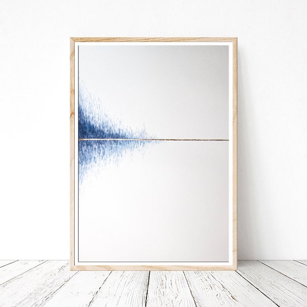 Blue Landscape Painting ORIGINAL Art Abstract Watercolor Artwork Minimalism Wall Art by Nadya Ya