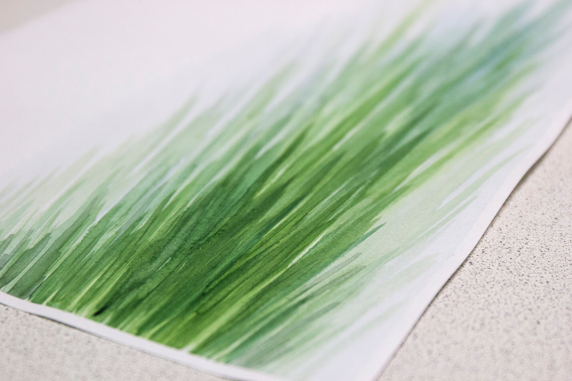 Green Grass Painting Floral Original Art Botanical Artwork Etsy