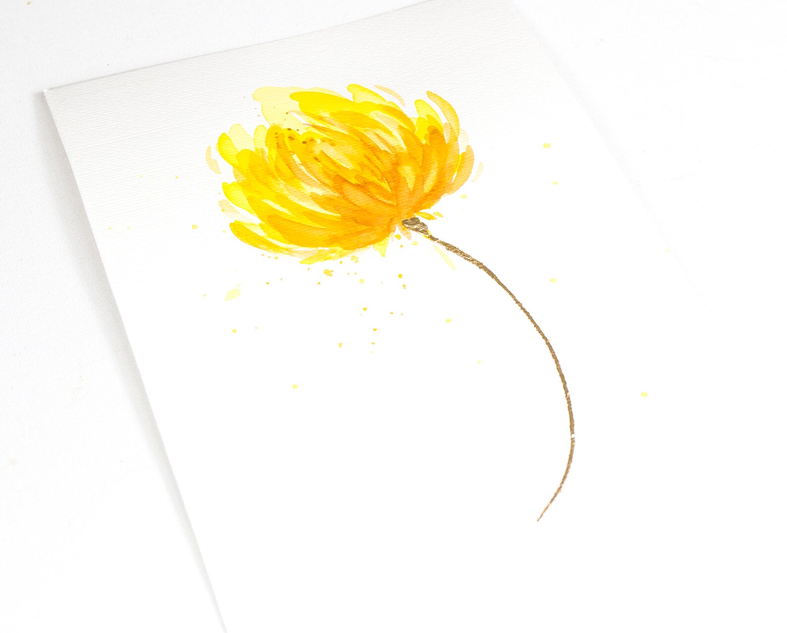 Yellow Flower Art ORIGINAL Painting Abstract Watercolor Etsy